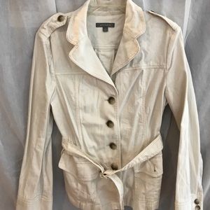 Ann Taylor Khaki Cotton Belted Jacket Size 10 EUC